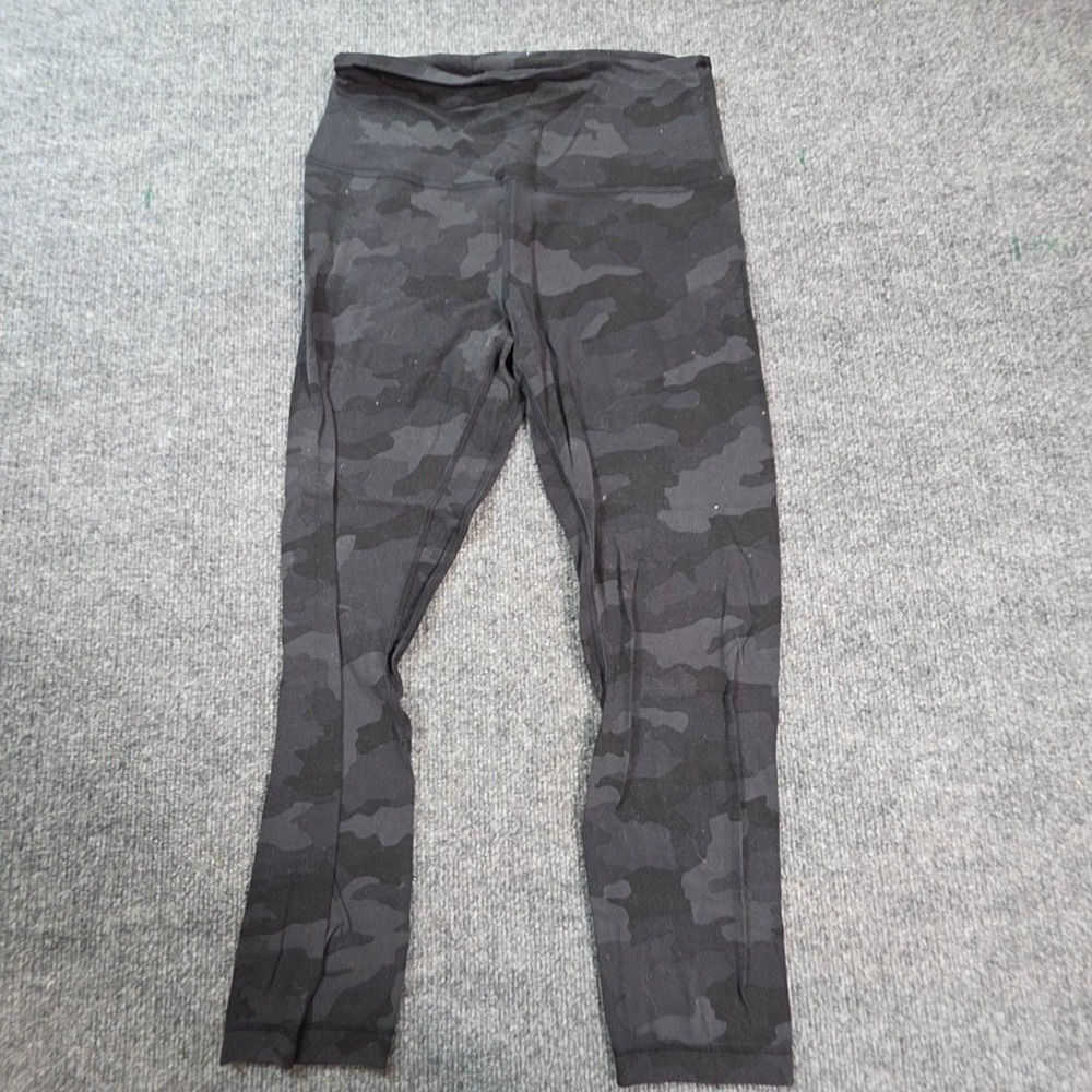Lululemon Leggings Womens Small Black Camo High Rise Ankle Yoga Running Gym